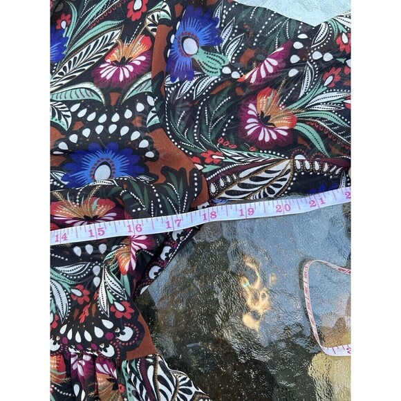 Anthropologie Molly Bracken Blouse Womens S Flowy Sheer Retro Boho Dark Romantic - Picture 7 of 8